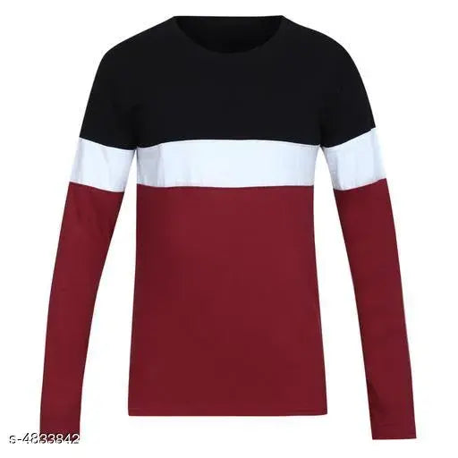Divine Trendy men's cotton colorblocked long sleeve t-shirt, India-made