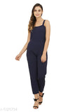 USA Fantasy women's sleeveless crepe jumpsuit, solid pattern, available in S, M, L, XL