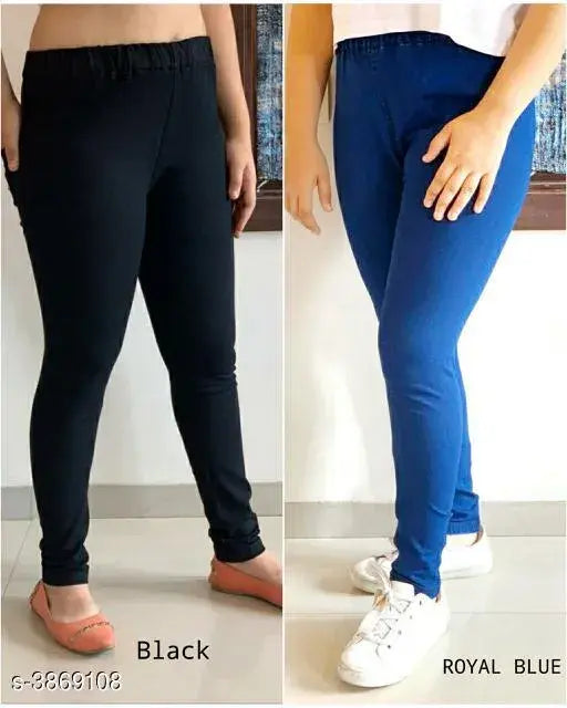 Stylish black denim jeggings pack of 2: High-waist women's leggings for party wear, comfortable sizes L-7XL