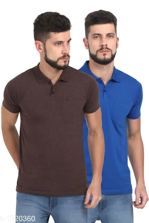 Cotton Pocket Polo T-Shirts Combo - Solid, Breathable, Men's Casual Wear from India
