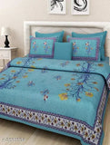 Rajasthani-printed cotton double bedsheet with 2 pillow covers, 160 thread count, India origin