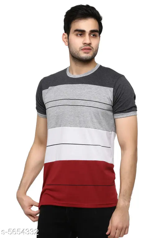 Trendy pink cotton blend men's short sleeved t-shirts with printed design, contemporary fashion apparel from India