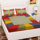Jaipuri cotton double bedsheet, pure white with two pillow covers, Indian-crafted home decor