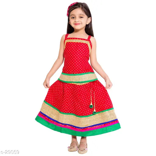 Trendy cotton lehengas for kids, vibrant Indian wear in sizes 2-3 years and 3-4 years