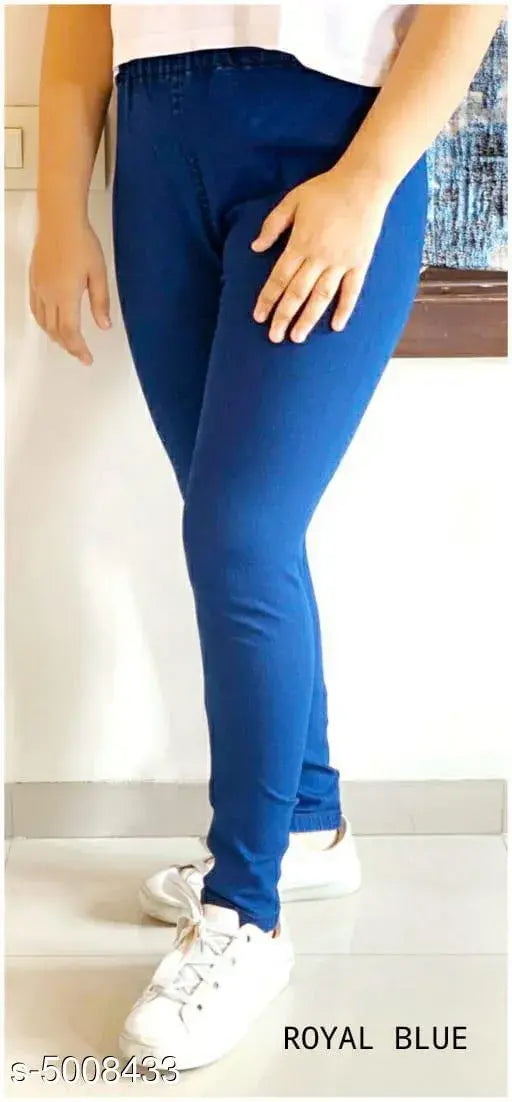 Denim jeggings for women in solid color, AngelFab brand from India