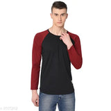 Elegant cotton long-sleeve T-shirt, solid-colored, size S (38in x 26.5in), made in India
