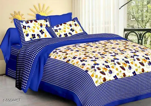 Attractive cotton printed double bedsheet set, 180 thread count for comfortable sleep