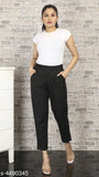 Solid cotton women's trouser, S-XXXL, India-made stitched pants