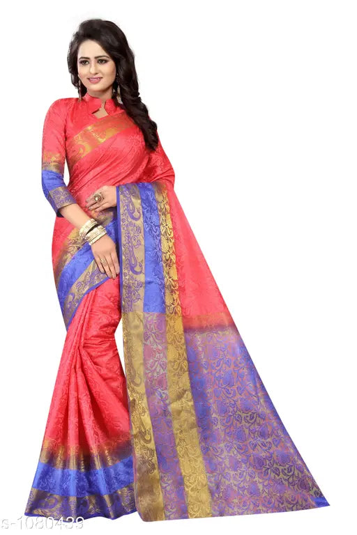 Colorful cotton silk sari, traditional Indian bridal wear
