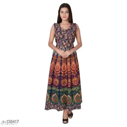 Stylish cotton printed kurti, vibrant Indian fashion, free size, up to 49in length