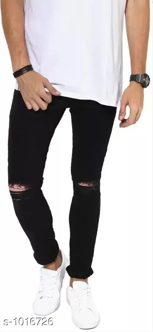 Trendy cotton-blend solid men's jean, stylish denim for casual wear in sizes 28-36