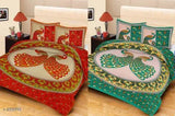 Stylish cotton printed double bedsheets pack of 2, India-made with 144 thread count, double bed (92in x 85in) and pillow covers (27in x 18in)