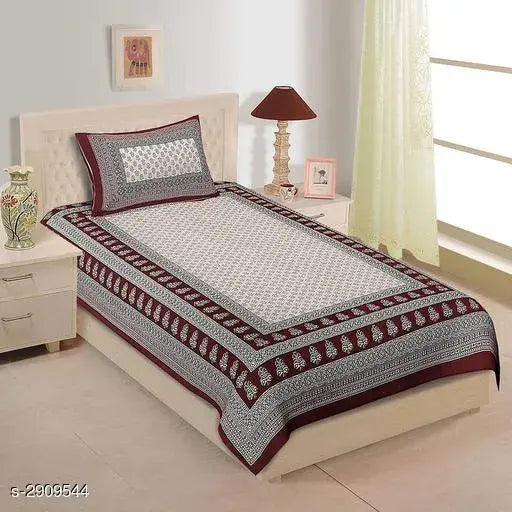 Attractive cotton printed single bedsheet (160 thread count), India