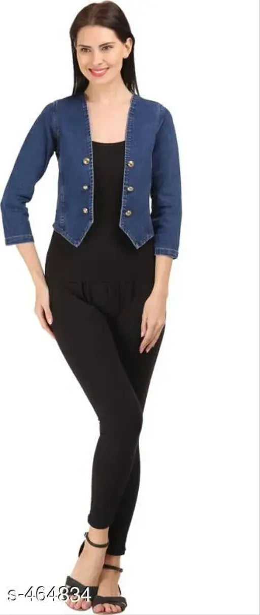 Trendy indigo denim women's shrug, casual wear, Indian-made