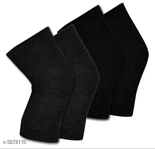 Black wool knee caps, 4 pairs
