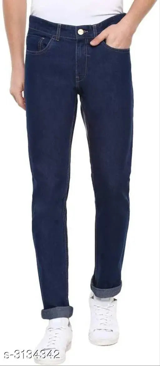 Casual cotton lycra men's jean in solid color, comfortable fit for everyday wear, made in India - size 28, 30, 32, 34, 36 available