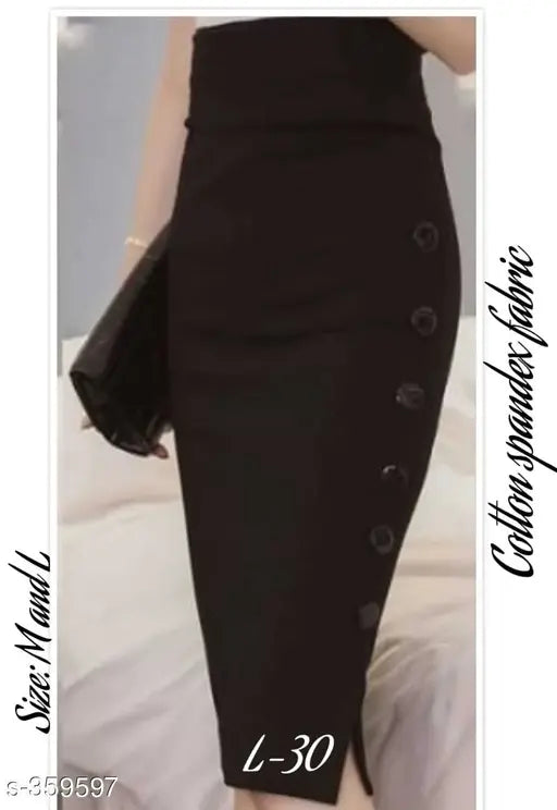 Black cotton spandex skirt with zip closure