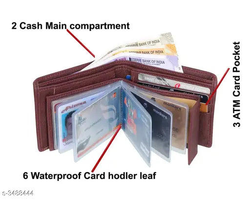 Stylish faux leather brown wallet, textured net design for men's accessories, India origin