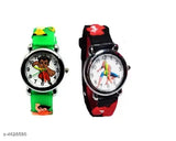 Rubber watch with comic character, waterproof feature, black strap and red case