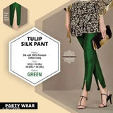 Trendy solid silk women's pant in taffeta fabric, L or XXL size from India