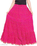 Stylish printed net cotton skirt for women, available in multiple sizes from 28in to 44in, originating from India