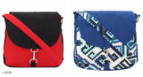 Cotton canvas hang bag combo, with red strap and multiple pockets