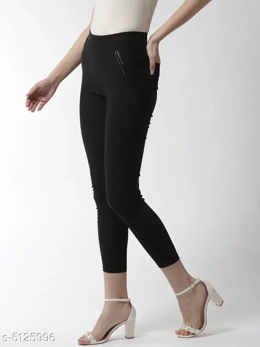 Sia attractive women's jeggings in size 28, black stretchy denim leggings for casual wear