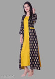 Solid yellow rayon kurta jacket for women, vibrant and stylish Indian clothing in various sizes