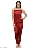 Solid satin pyjama set, spaghetti top and leggings, XL size, Indian origin