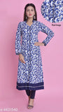 Cotton floral printed flared kurti for women, long sleeves, single size options from XS to 9XL, India origin