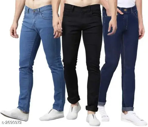 Stylish cotton lycra men's jean in solid color, size 30 (waist 30in, length 39in)