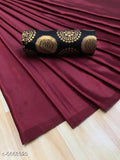 Trendy purple paper silk women's saree, 9 feet long