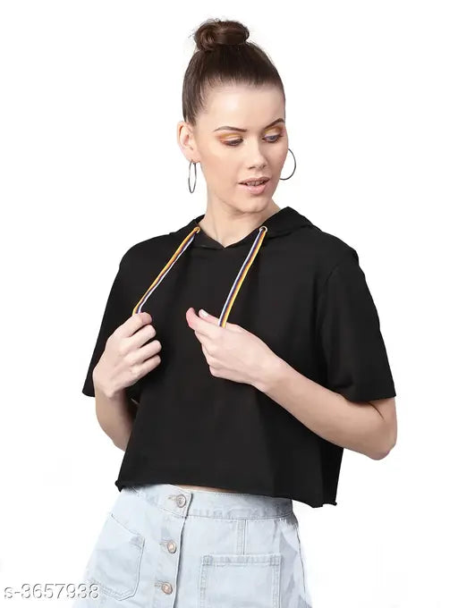 Elegant cotton solid-color women's short sleeve t-shirt, made in India