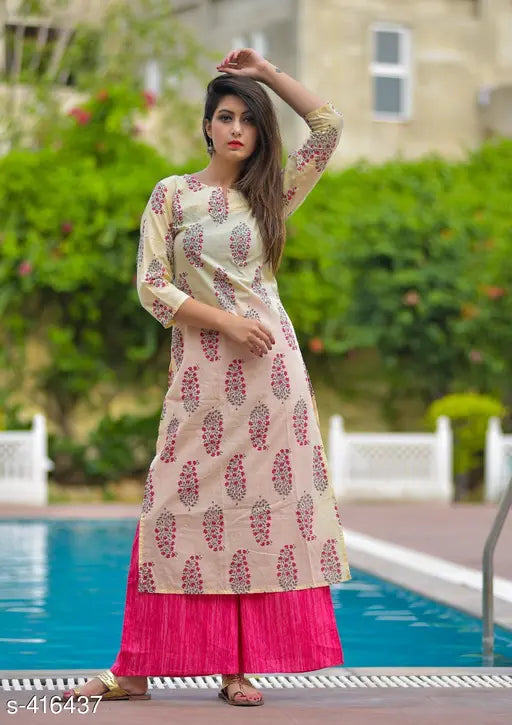 Trendy cotton kurti & palazzo set, vibrant Indian traditional wear in XL, XXL