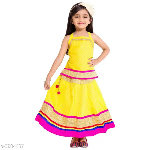Cotton kids' lehenga choli, vibrant Indian traditional outfit for girls aged 3-2 years