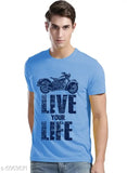 Men's cotton biker-printed short-sleeved t-shirt for size S-XXXL, Made in India