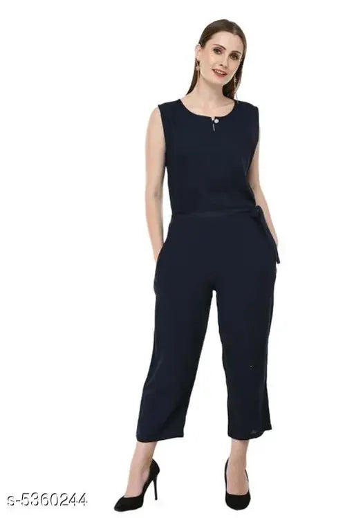 Solid sleeveless feminine women jumpsuit, India-made for stylish M, L, XL fits