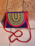 Blue embroidered small shoulder bag