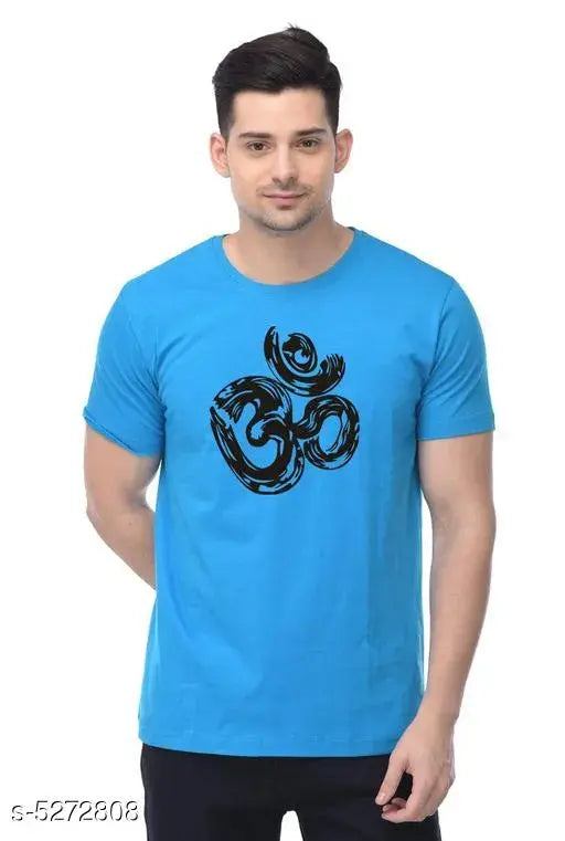 Stylish men's cotton short-sleeve printed T-shirt, available in sizes S to XXL, origin from India