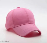 Baseball cap with a pink front panel, possibly made of cotton fabric. The image shows a single baseball cap against a white background