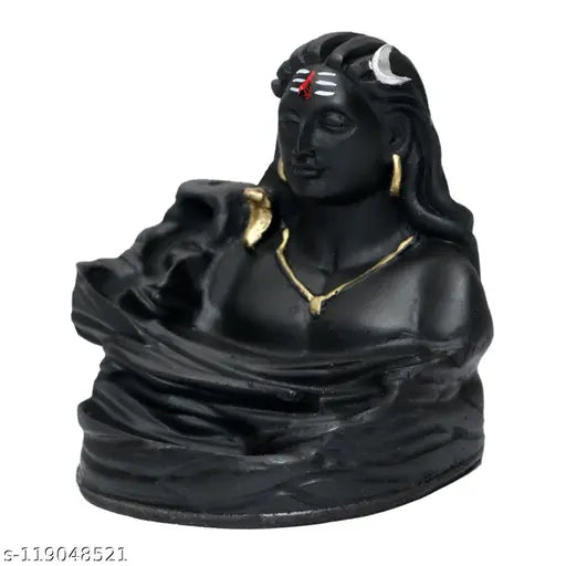 Black Khushi figurine with gold chain and trident