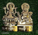 Gold-plated Metal Laxmi Kuber Idol, Hindu deities for prosperous Diwali decor or worship