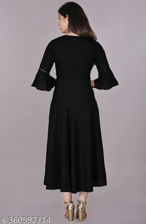 Floral print long-sleeve kameez, georgette fabric, knee-length, elasticized cuffs