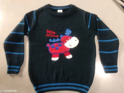 Embroidered acrylic sweater for boys, 9-12 months size with long sleeves, India origin