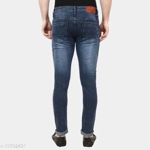 Stylish branded men's jeans, cotton blend, dyed/washed - fashionable denim for casual wear (size 28/30/32/34/36)