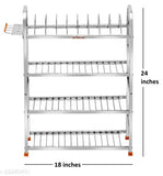 Stainless steel four-shelf wall mount kitchen rack with dish rack and bartender stand, 24x18 inches