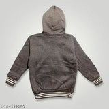 Light brown cotton kids' sweater with long sleeves, solid pattern - Indian made quality clothing for juniors