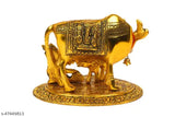Metal Kamdhenu statue: Voguish Idols Krishna figurine, Indian home decor for puja and worship