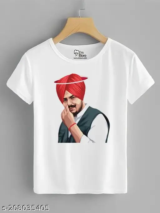 Sidhu Moose Wala printed polyester t-shirt, short sleeves, India origin