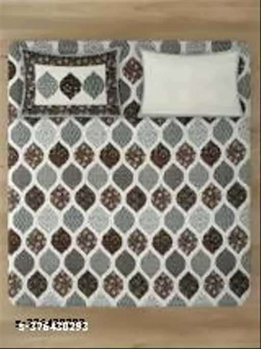 Print Cotton King Size Bed sheet with 2 Pillow Covers Multi Color